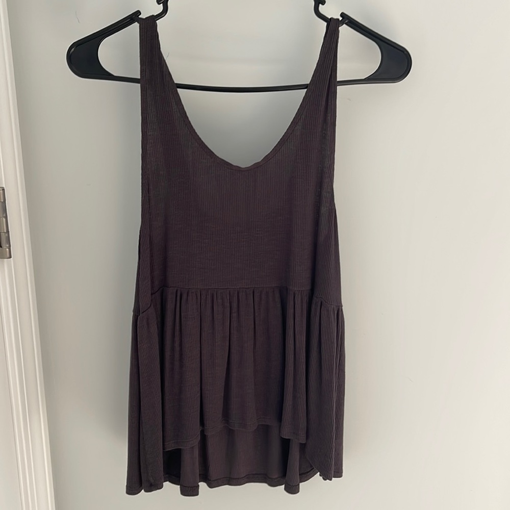 AE Soft & Sexy Rib Peplum Tank Grey Small